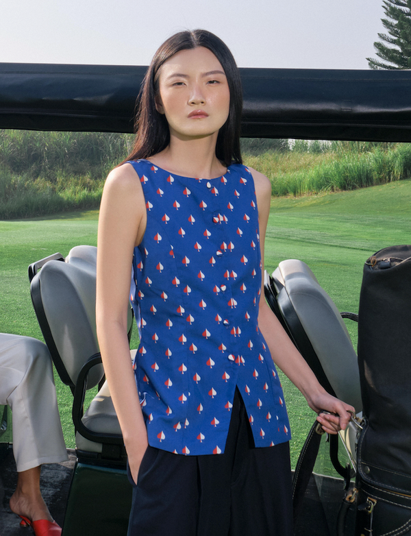 Nurmi Top in Navy Spades