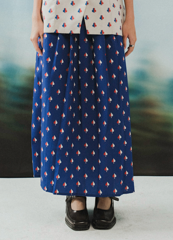 Gianna Midi Skirt in Navy Spades