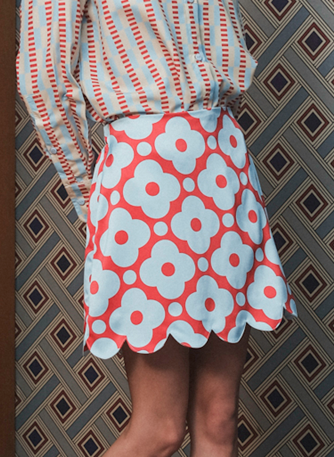 Cadie Scallop Skort in Cherry Sky