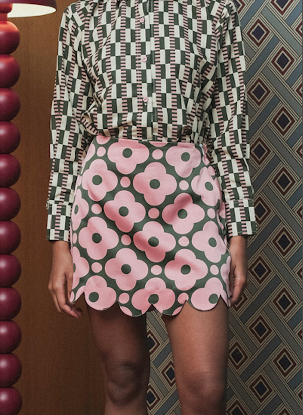 Cadie Scallop Skort in Pink Pine