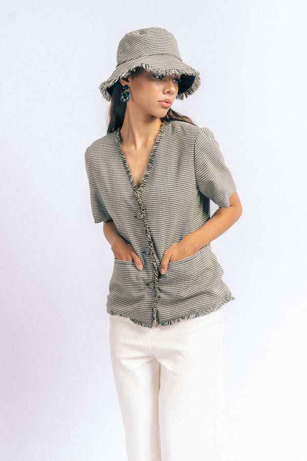 Quinn Blouse In Houndstooth