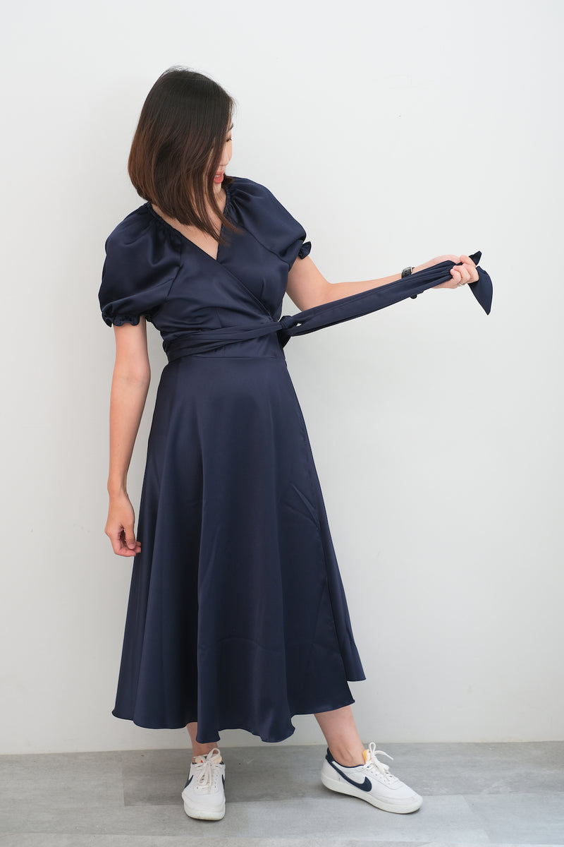 Clarence Wrap Dress In Cobalt