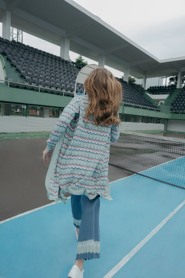 Argyle Cardigan in Smoke Green